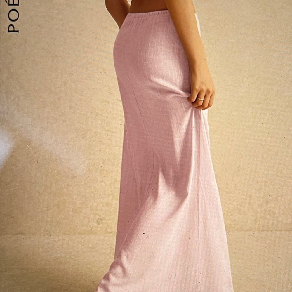 Pink Trumpet Maxi Skirt with Ribbed Texture